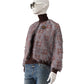 Blau/Rostbrauner, gemusterter Blazer mit Fransen