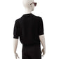 Schwarzes Strick-Polo mit Pailletten-Kragen
