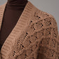 Camelfarbene, grob gestrickte Strickjacke