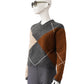 Dunkelgrauer V-Neck mit braun/sandfarbenen Details