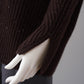 Dunkelbrauner Cashmere-Rollkragenpullover mit Lurexfäden