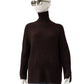 Dunkelbrauner Cashmere-Rollkragenpullover mit Lurexfäden