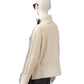 Grau/Cremefarbener Rollkragenpullover mit Zopfmuster