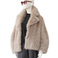 Sandfarbene Fake-Fur Jacke