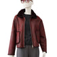 Bordeauxfarbene Fake-Fur Wendejacke
