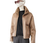 Sandfarbene Fake-Fur Wendejacke