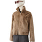 Sandfarbene Fake-Fur Wendejacke
