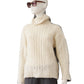 Grau/Cremefarbener Rollkragenpullover mit Zopfmuster