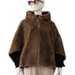 Braune Fake-Fur Wendejacke mit Kapuze