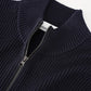 Dunkelblaue, gerippte Strickjacke