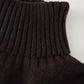 Dunkelbrauner Rollkragenpullover aus Cashmere und Seide