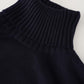 Dunkelblauer Rollkragenpullover aus Cashmere und Seide