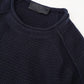 Dunkelblauer, grob gestrickter Pullover "Ghost-Piece"