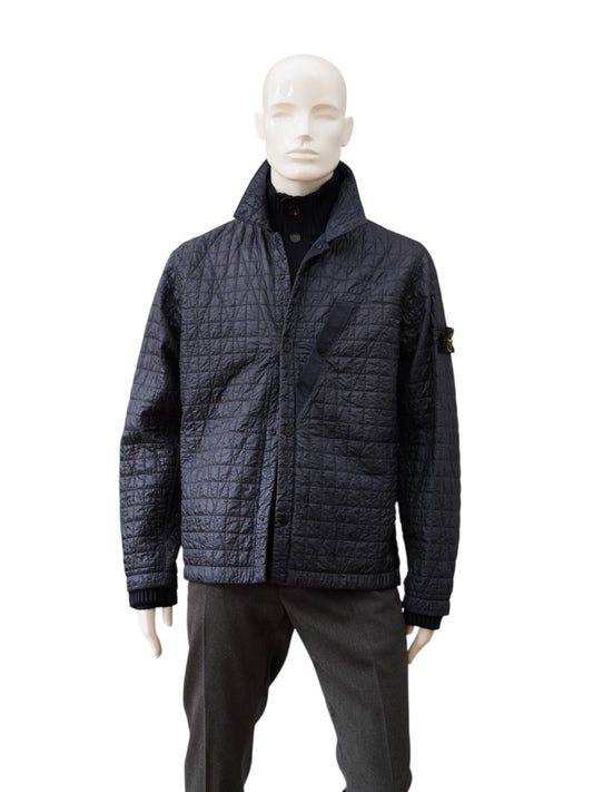 Tintenblaue, wattierte Coach-Jacke von Stone Island