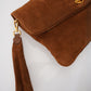 Cognacfarbene Velour-Tasche