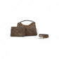 Taupefarbene Velour-Tasche mit Kroko-Prägung