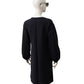Dunkelblaues Jersey-Kleid mit Brosche