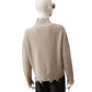 Steinfarbener, gerippter Used-Turtleneck aus Wolle und Cashmere