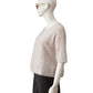 Steinfarbener, gebrushter Kurzarm Cashmere-Pullover
