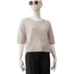 Steinfarbener, gebrushter Kurzarm Cashmere-Pullover