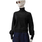 Schwarzer, perforierter Rollkragenpullover
