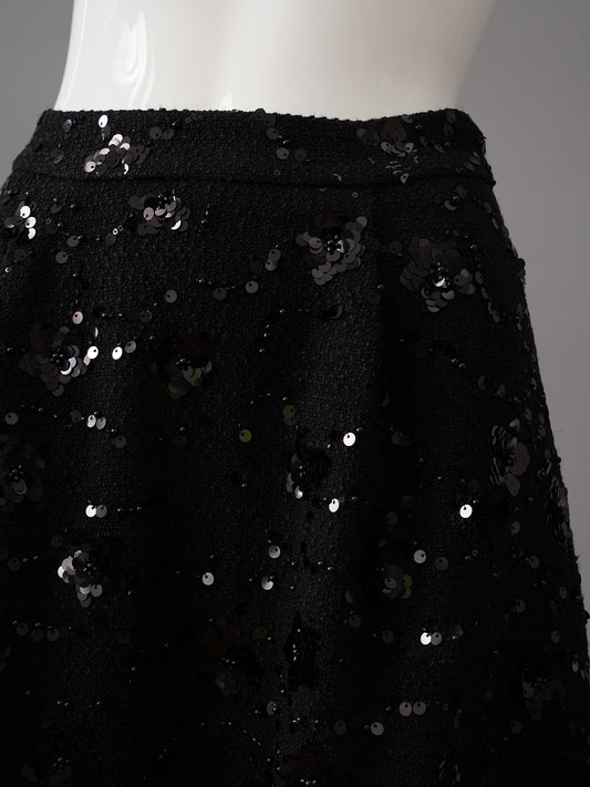 Schwarzer Bouclé-Rock mit Pailletten-Details von IVI – Ansicht 2