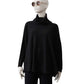Schwarzer Cashmere-Poncho mit Fransen