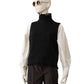 Schwarzer, gerippter Pullunder aus Wolle und Cashmere