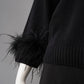 Schwarzer Cashmere-Pullover mit abnehmbaren Fransen