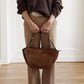 Cognacfarbene Velour-Tasche