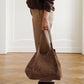 Cognacfarbene Velour-Tasche