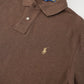 Brown long-sleeved polo shirt "Custom Slim Fit"