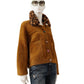 Cognacfarbene Fake-Fur Jacke mit abknöpfbarem Leo-Kragen
