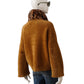 Cognacfarbene Fake-Fur Jacke mit abknöpfbarem Leo-Kragen