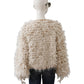 Creme/Sandfarbene Fell-Strickjacke