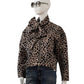 Leo-Print Jacke mit abknöpfbarem Schal-Kragen