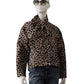 Leo-Print Jacke mit abknöpfbarem Schal-Kragen