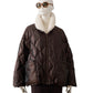 Dunkelbraune Oversize-Steppjacke mit Fake-Fur Kragen