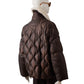 Dunkelbraune Oversize-Steppjacke mit Fake-Fur Kragen