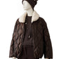 Von Hand bestickter brauner Kurzarm-Pullover