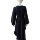 Dunkelblaues Kleid mit Volant