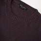 Blau/Bordeauxfarbener, melierter Pullover aus superfeiner Merinowolle und Cashmere