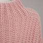 Rosafarbener, gerippter Pullover aus Cashmere und Cotton