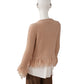 Sandfarbene Strickjacke mit Fransen aus Cashmere und Cotton