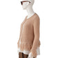 Sandfarbene Strickjacke mit Fransen aus Cashmere und Cotton