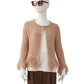 Sandfarbene Strickjacke mit Fransen aus Cashmere und Cotton