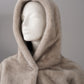 Beige/Graue Fake-Fur Jacke mit Kapuze