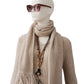 Taupefarbener, grob gestrickter Schal aus Cashmere und Cotton