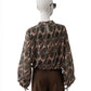 Sandfarbene, gemusterte Bluse