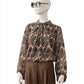Sandfarbene, gemusterte Bluse